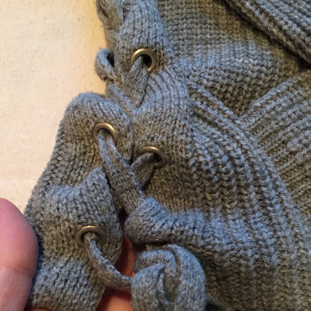 Cloud Chaser XS gray grey solid sweater with side ties -EUC - Picture 5 of 8
